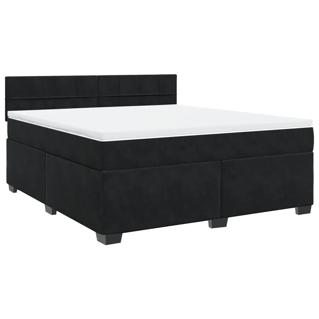 vidaXL Giroletto a Molle con Materasso Nero 180x200 cm in Velluto