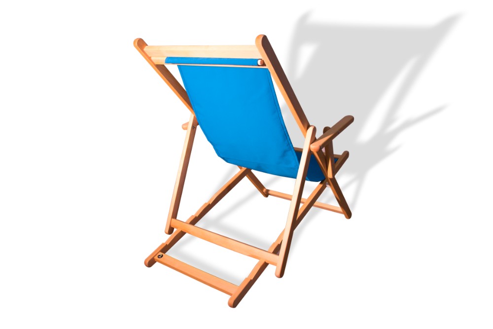 Sedia Sdraio Pieghevole Regolabile in Legno Marea Tessuto Acrilico Blu