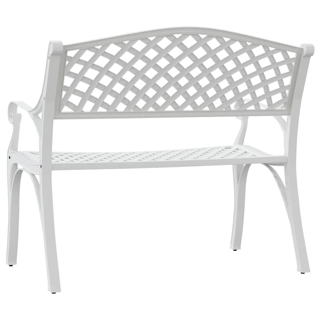 Panca da giardino mobili da esterno per patio terrazza 102 x 50 x 83 cm alluminio pressofuso bianco 02_0011145
