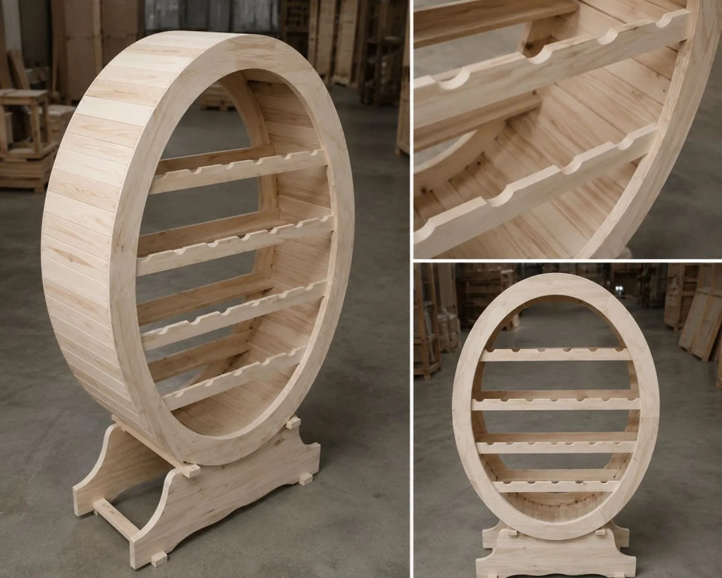 Portabottiglie in legno classico grezzo l.79 p.31 h.123 (1211) - Mobili 2G