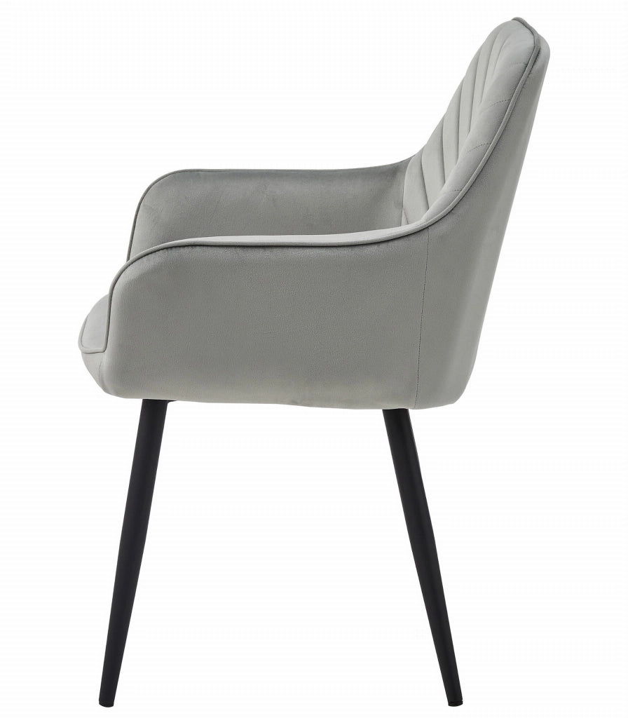 Sedia da pranzo Valora WAAV - Velluto grigio argento con gambe nere x 1