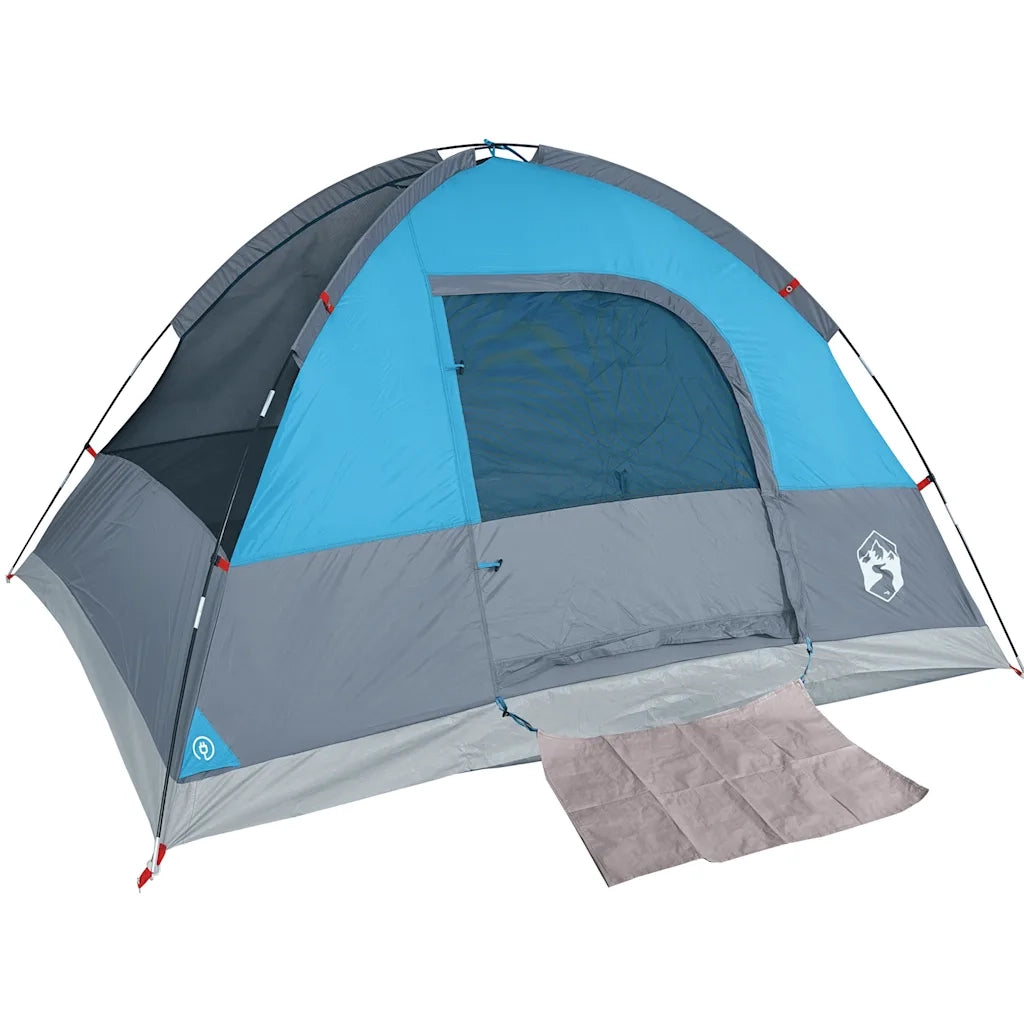 Tenda da Campeggio a Cupola per 3 Persone-Tenda per Escursionismo Blu Impermeabile 233315