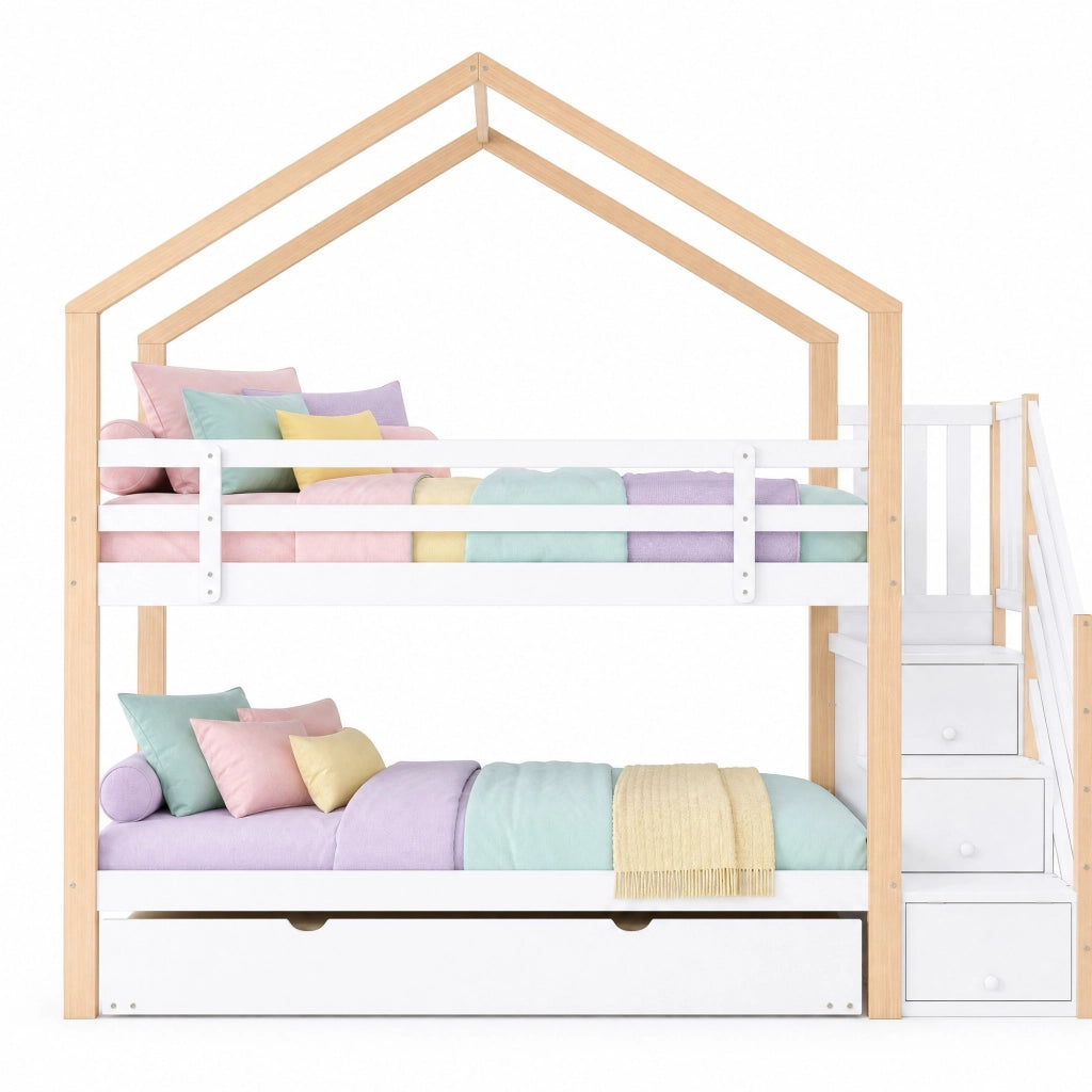 Letto a castello a casetta estraibile 90x200/90x190 cm