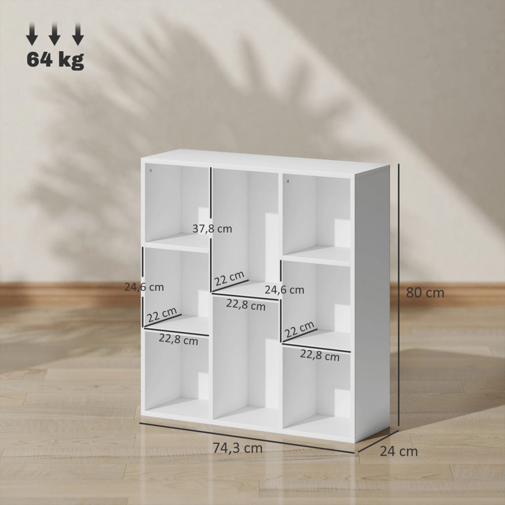 Libreria scaffale con scomparti ¨C zephmum ¨C bianco 74.3x24x80cm