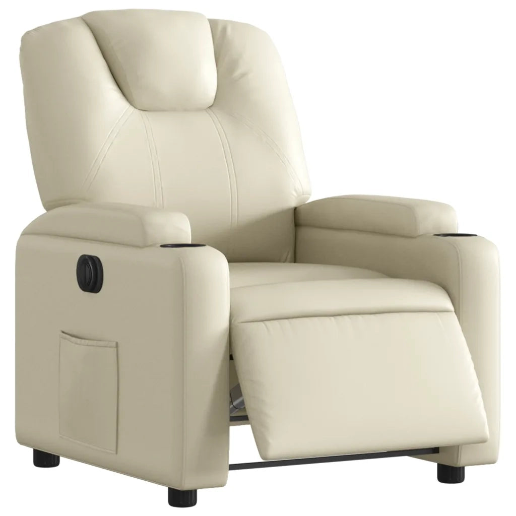 Divano Sedia-Poltrona Reclinabile Elettrica Crema in Similpelle 312765