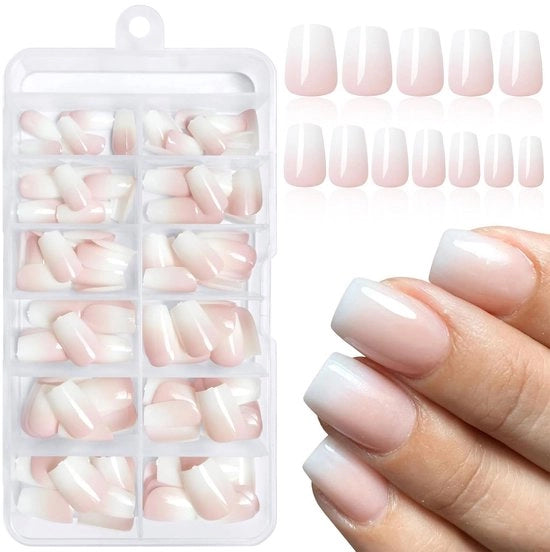 Set di unghie ombre 144 pezzi - unghie corte - adesivi per unghie - lima per unghie - appuntatore per unghie - ideale per adolescenti - unghie fake