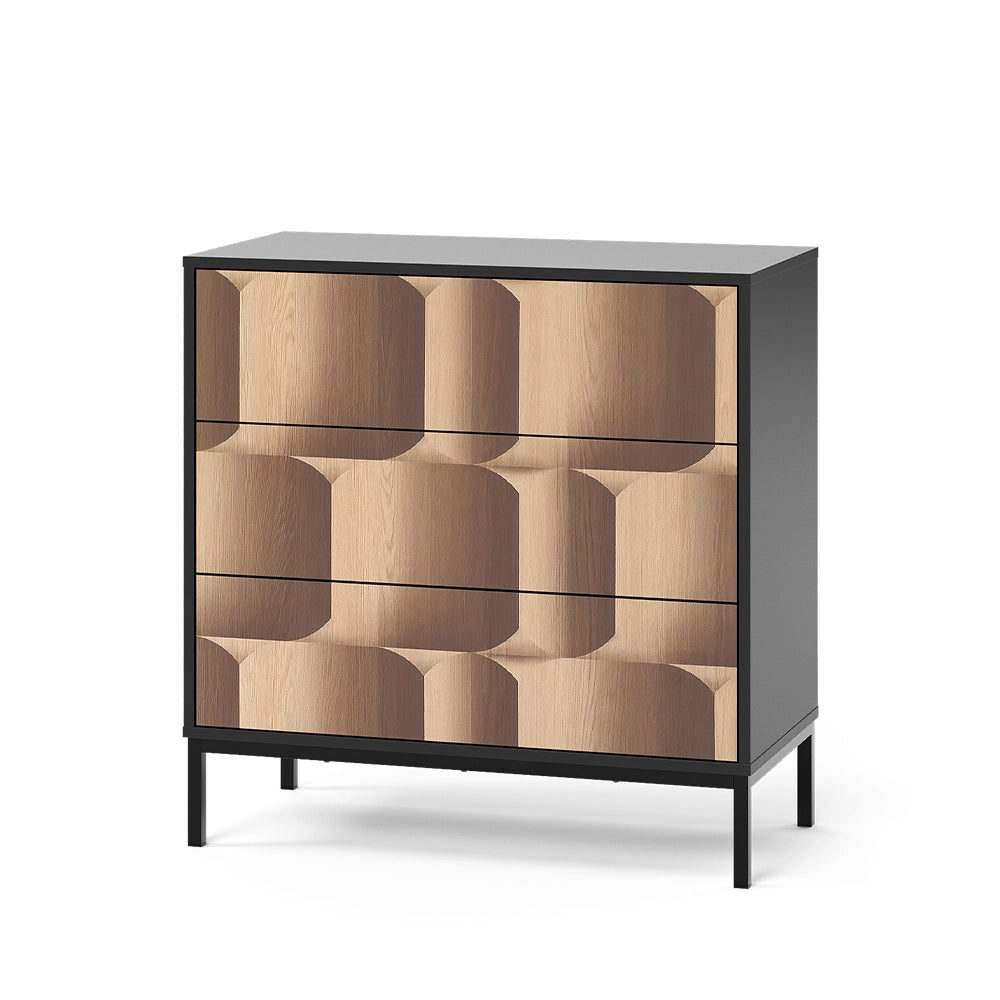 Vicco Cassettiera Nero/quercia 80 x 81.2 cm con 3 cassetti