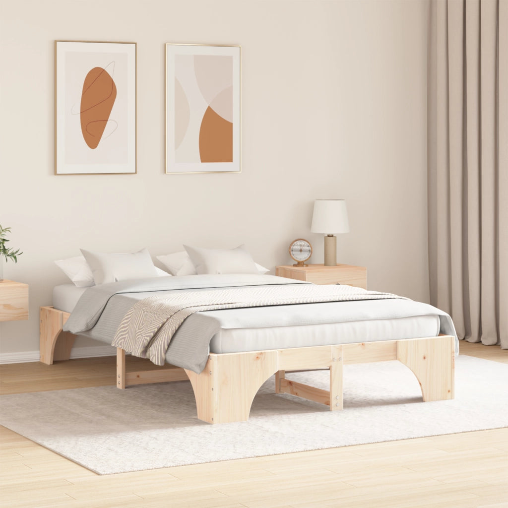 Struttura Letto Naturale Legno massello di pino 135 x 190 cm