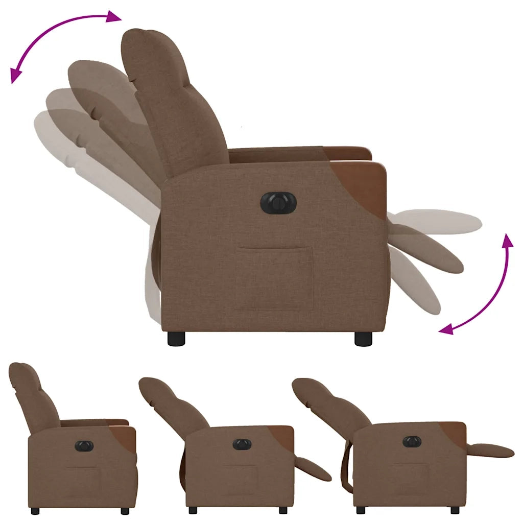 Poltrona | Sedia Relax Elettrica Reclinabile Marrone in Tessuto