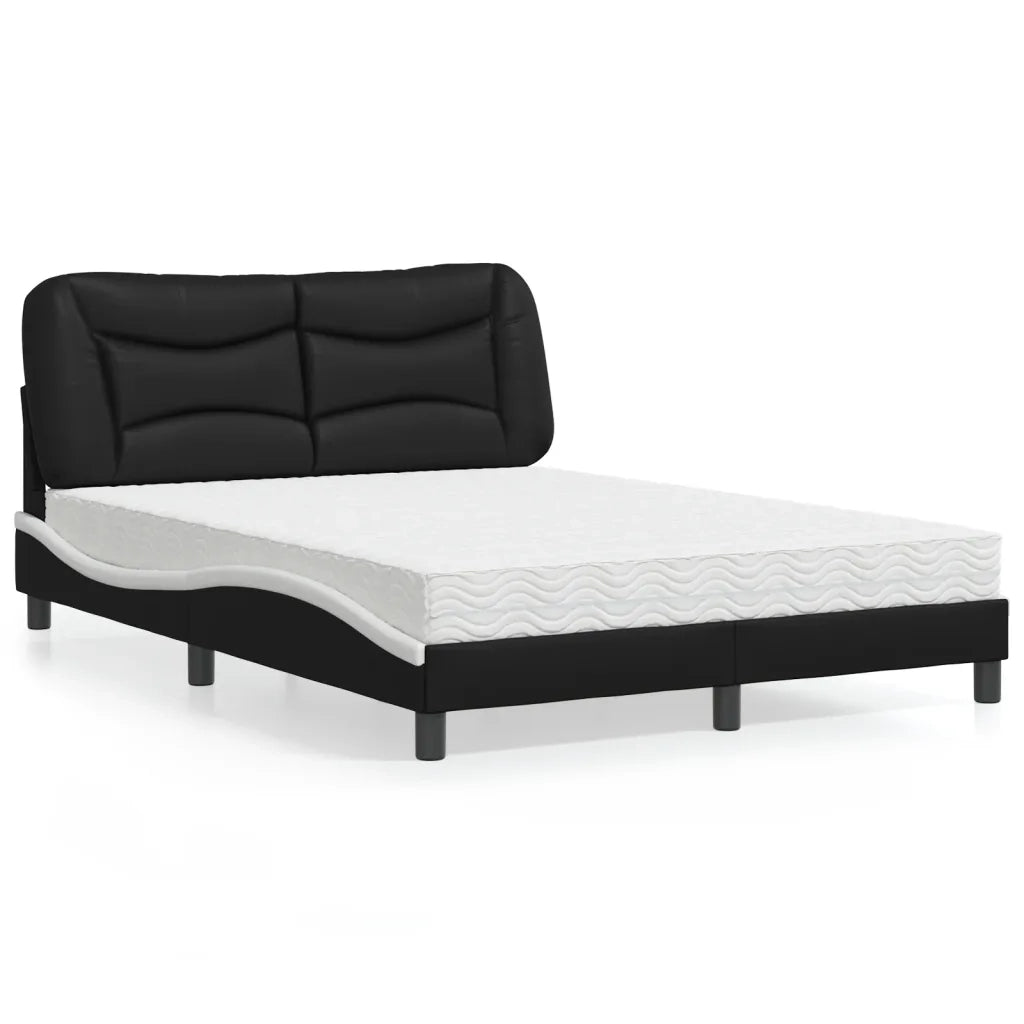Letto con Materasso Hvar Nero e Bianco 140x200 cm in Similpelle 3208729