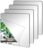 Set di Sticker per Specchio - Argento - 20CM - 4 Pezzi - Specchio da Parete - Specchi da Parete Grandi - Specchio da Porta - Specchi da Parete Grandi - Acrilico - Specchi da Parete Grandi