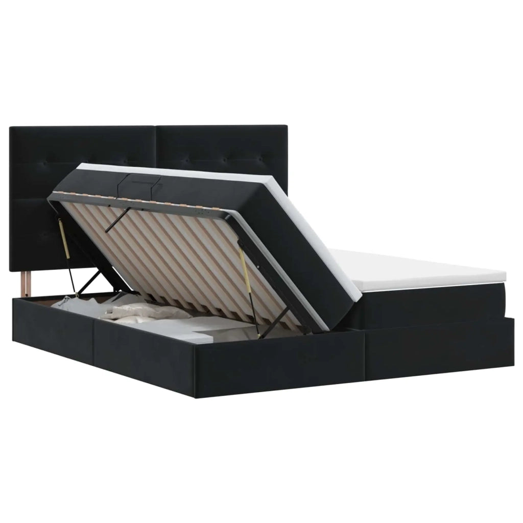 Letto con Contenitore con testiera Nero 200 x 200 cm Velluto 3459833