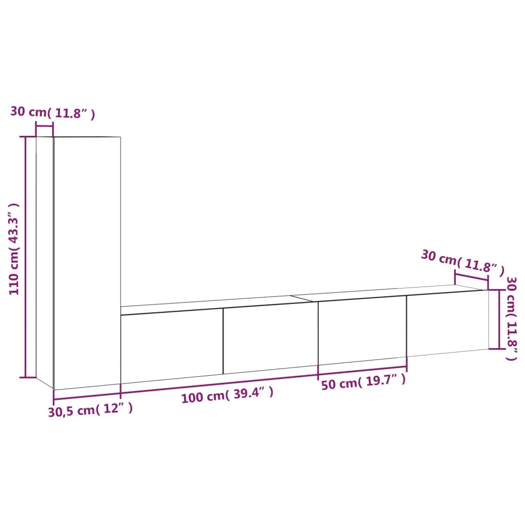 Set Mobili Porta TV 3 pz Bianco in Legno Multistrato 3114318
