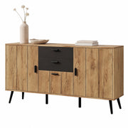 Credenza con 3 ante e 2 cassetti; 7 vani - per soggiorno o cucina - in MDF - 140x35x67 cm