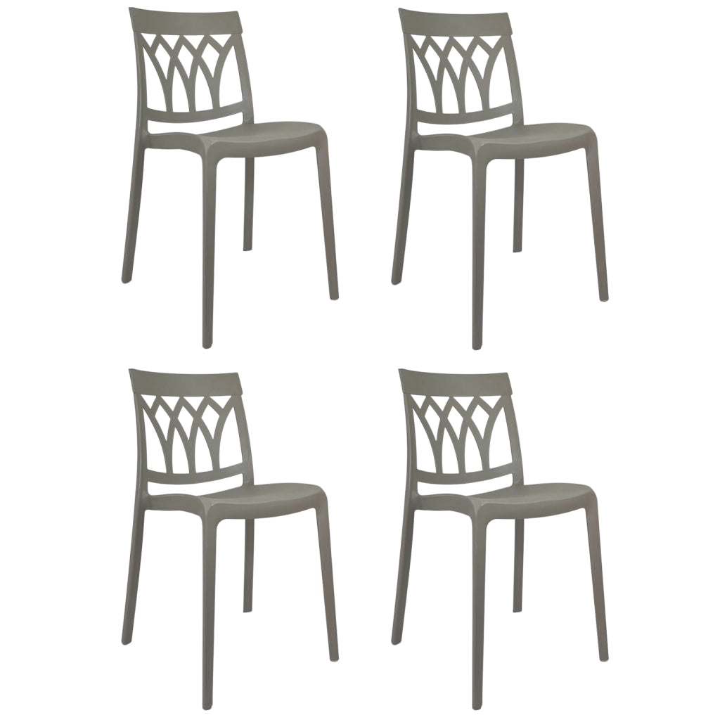 Marvin Sedia Kent Da Interno Esterno In Polipropilene e Resina Impilabile Di Design Moderne Tortora/4 Sedie