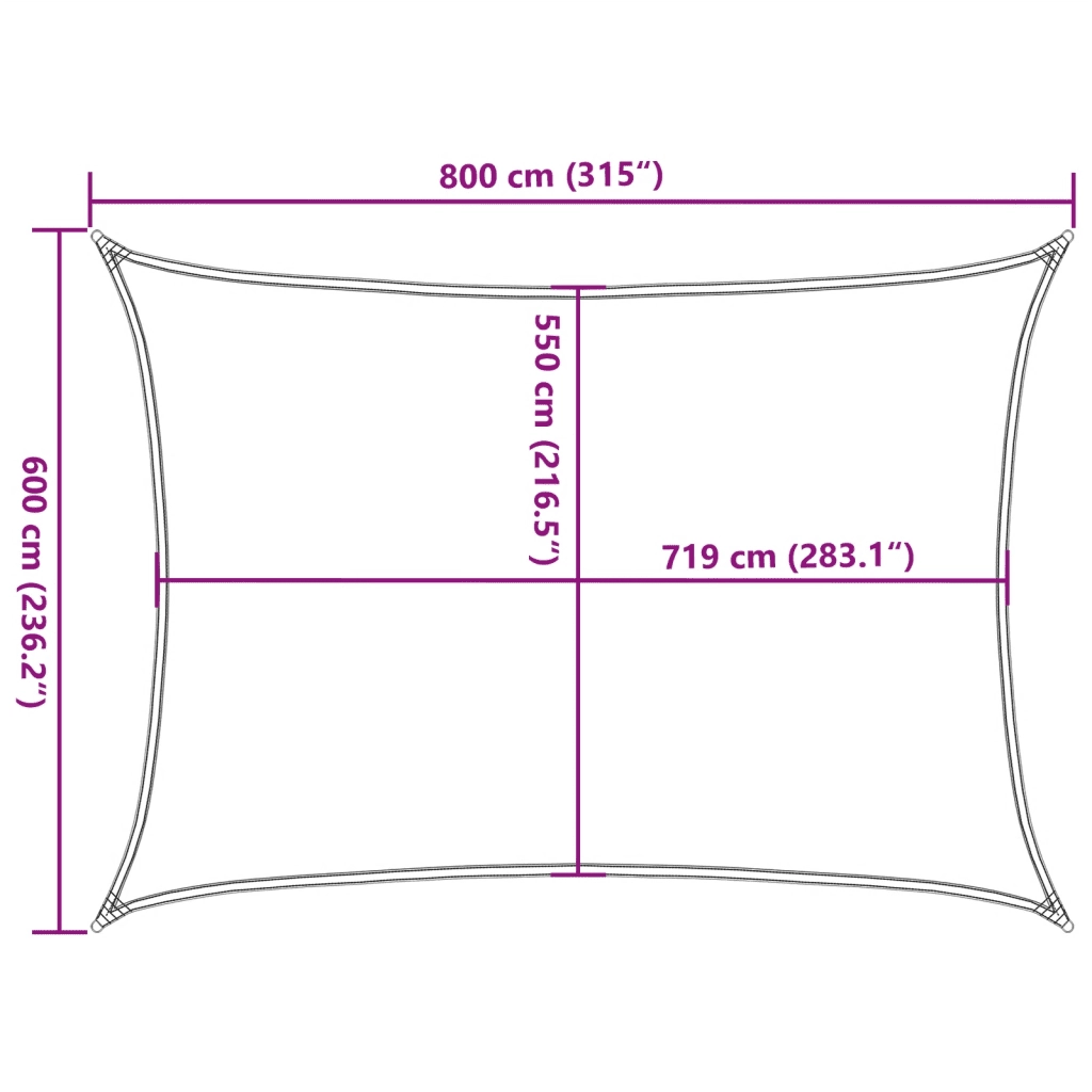 vidaXL Vela Parasole 160 g/m² Rettangolare Nera 6x8 m in HDPE