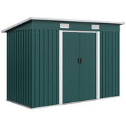 CASETTA DA GIARDINO IN ACCIAIO 272 X 134 CM CON PORTE SCORREVOLI DOPPIE E 2 PRESE D'ARIA, VERDE
