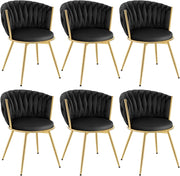 Sedie da Pranzo Girevoli Set di 6, Sedie da Cucina Ergonomiche Imbottite con Gambe in Metallo, Seduta in Velluto per Cucina, Soggiorno, Balcone, Nero, EZS84sz-6
