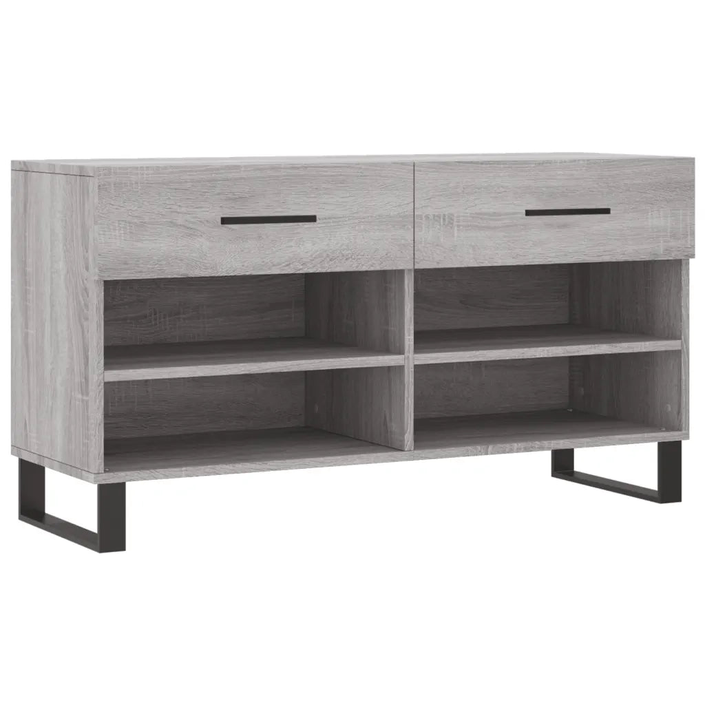 Panca Porta Scarpe-Sgabello-Panca Scarpiera Grigio Sonoma 102x35x55 cm Legno Multistrato 590047