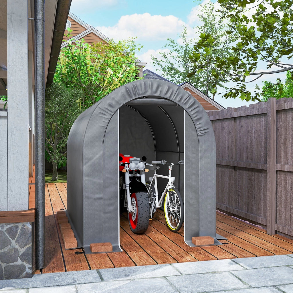 Tenda da giardino per biciclette ¨C zephmum ¨C 2.4x1.6x1.9 m grigio chiaro acciaio