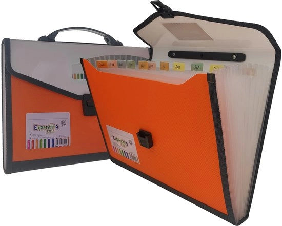 Mapa espandibile con etichette, 13 cassette, mapa accordeon, organizzatore documenti, mapa espandibile con cerniera, carta A4, mapa accordeon, 1 confezione