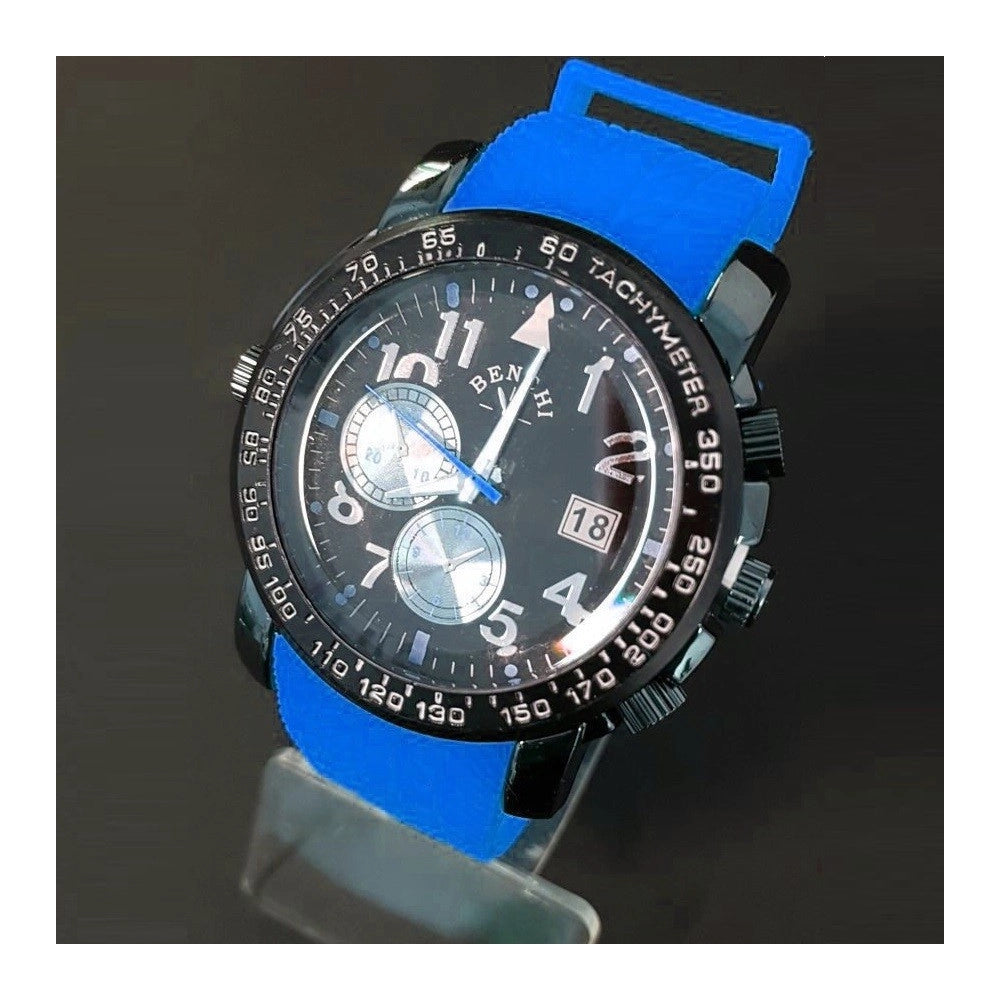 Trade Shop - Orologio Da Polso Benchi D9652a Uomo Analogico Quarzo Sportivo Casual Blu -