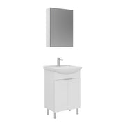 Set mobile lavabo con specchio (2 pezzi) "Purus 55" - 55 x 50 x 83 cm - Bianco