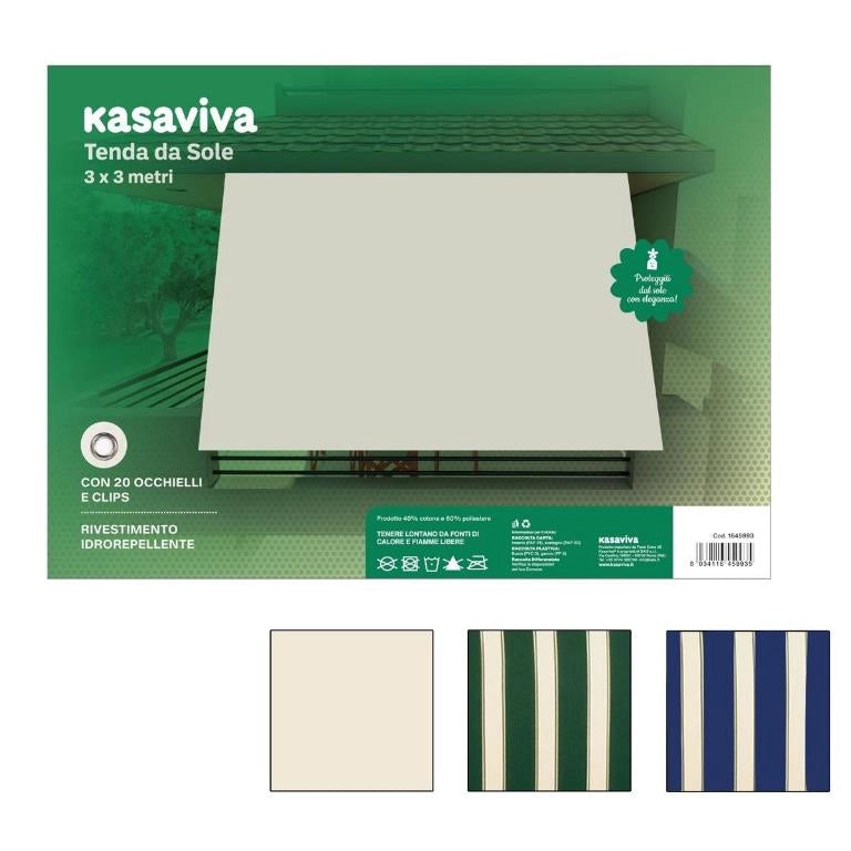 1 Pezzo Tenda da Sole Idrorepellente 20 Occhielli 300 x 300 cm 3 Colori