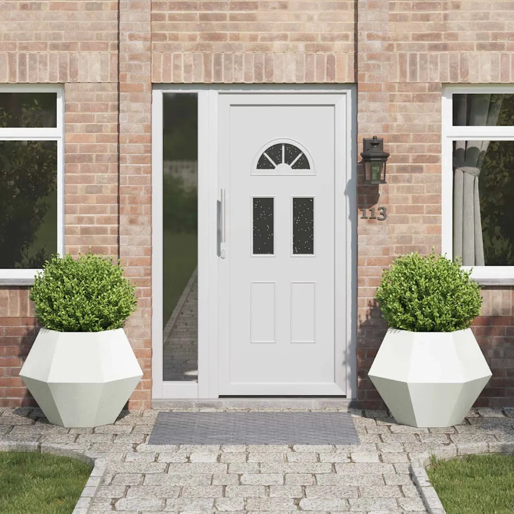 2 pz Fioriera | Cassetta per fiori | Vaso Bianco 75 x 75 x 60 cm Acciaio