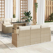 Set Divano da Giardino 6 pcs beige e panna polyrattan