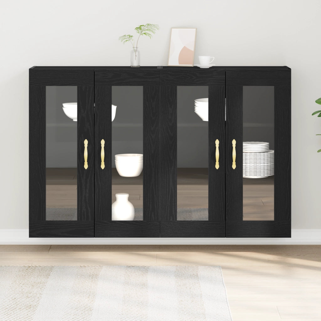 Armadi a Muro 2 pcs Rovere Nero 69,5x34x90 cm Legno Ingegnerizzato