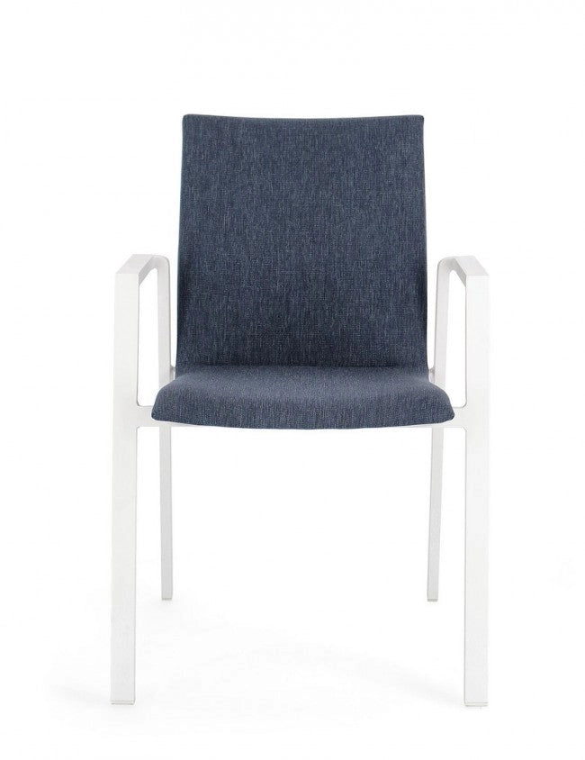 Set 4 Sedie da Giardino 55,5x60x83h cm con Braccioli Odeon Bianco Denim