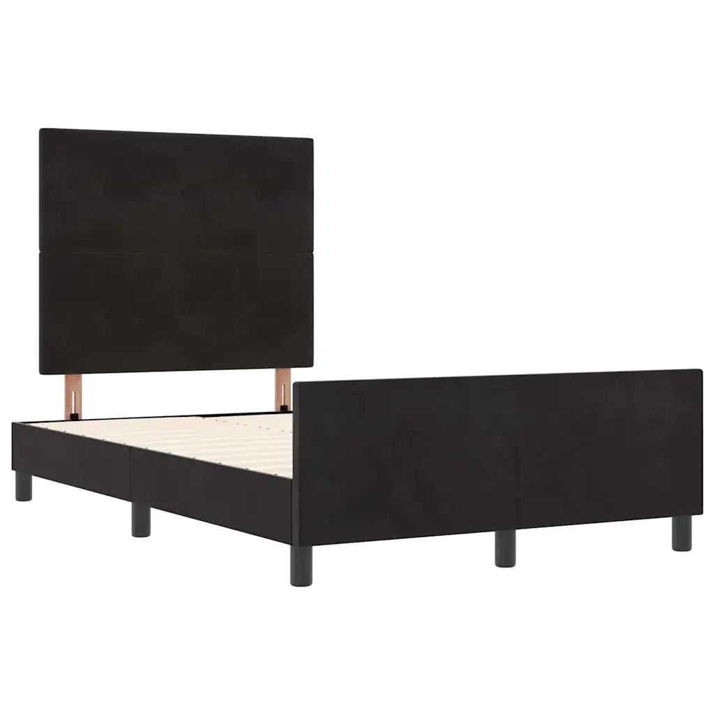 Letto matrimoniale | Letto per adulti | Letto a molle con testiera Nero 120 x 200 cm Velluto