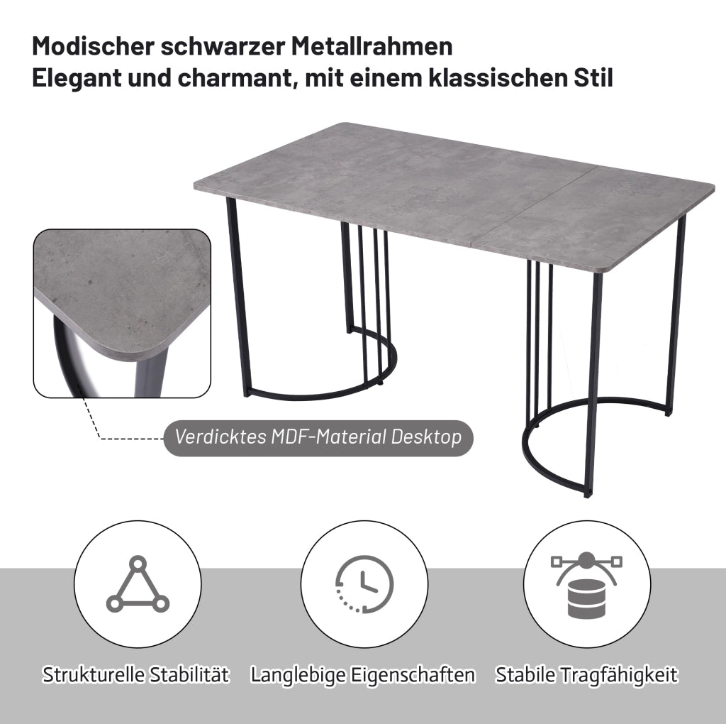 Set da pranzo 5 pezzi 140x80 cm in MDF grigio e verde, stile moderno
