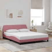 Giroletto con Testiera-Struttura Letto con testiera Dover Rosa 160x200 cm Velluto