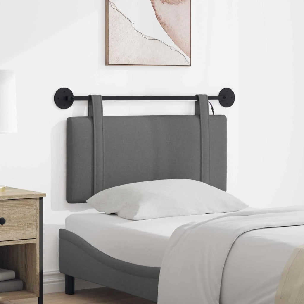 Testiera sospesa Con luce LED Grigio Scuro Tessuto 3423818