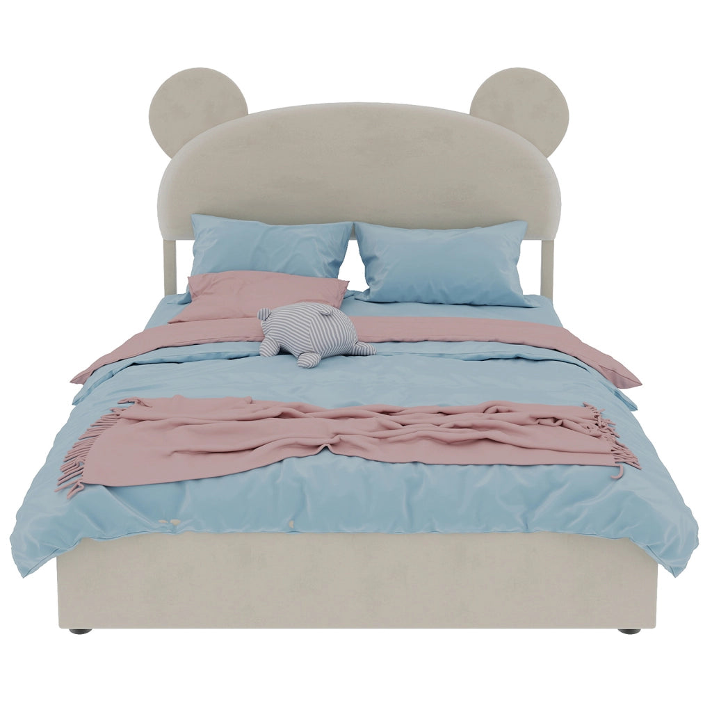 Letto Contenitore Imbottito con Alzata Idraulica ¨C MINIMAL ¨C Beige 140x200 cm