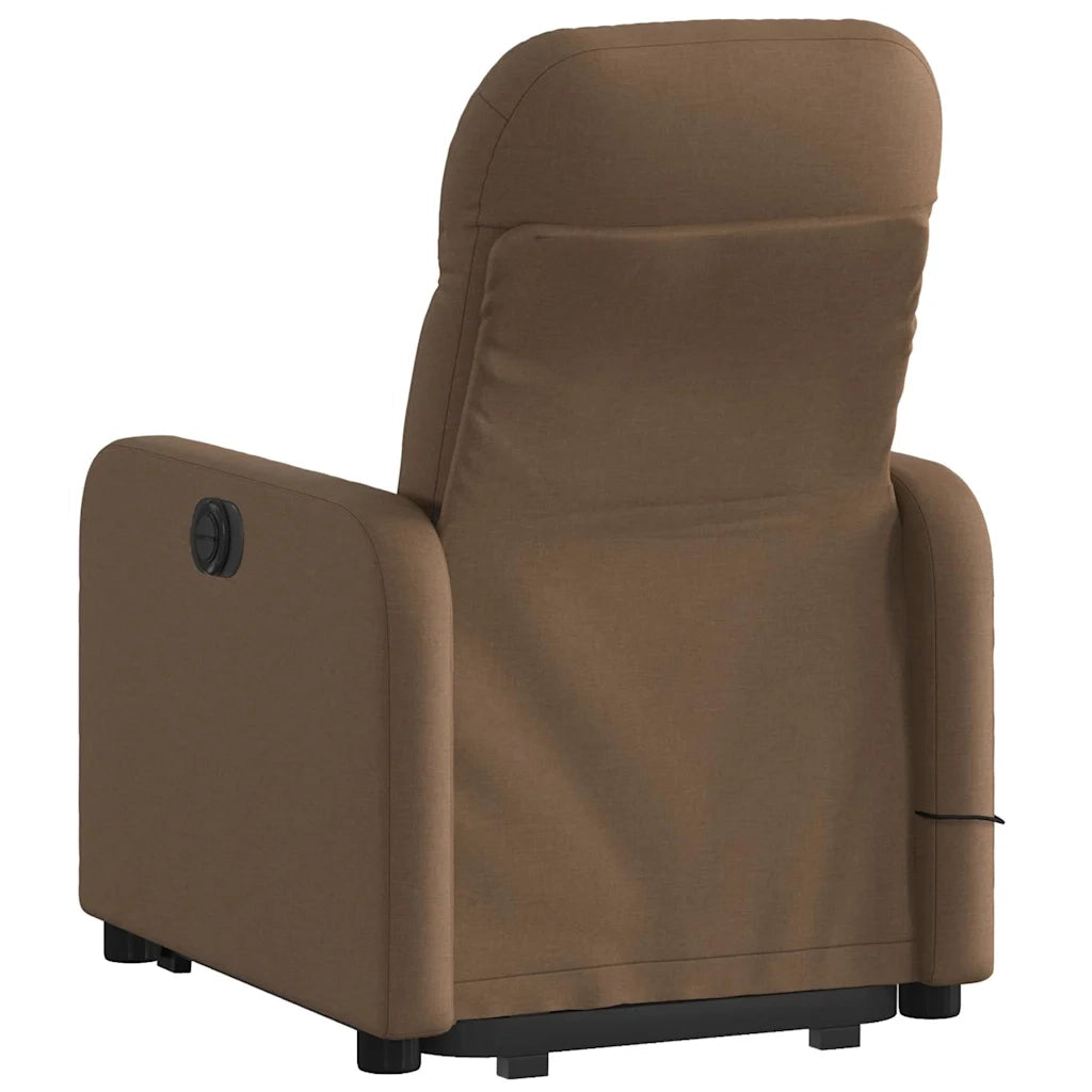 Poltrona Alzapersona Massaggiante | Sedia Relax Reclinabile Marrone Tessuto