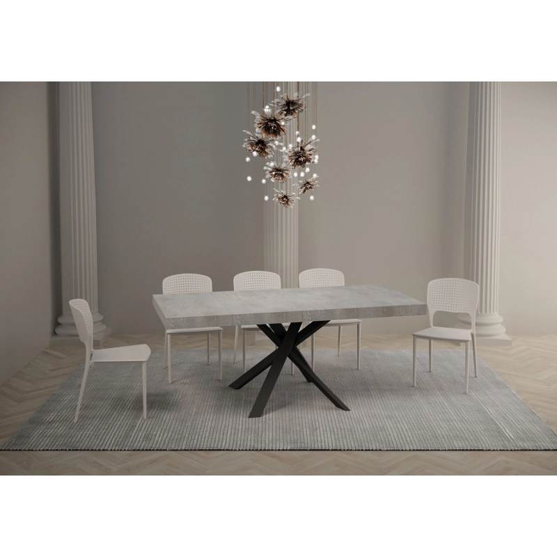 Tavolo allungabile 90x90/194 cm Clerk Premium - gambe Antracite - Cemento
