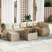Set Divano da Giardino 8 pz con Cuscini Beige in Polyrattan 3327292