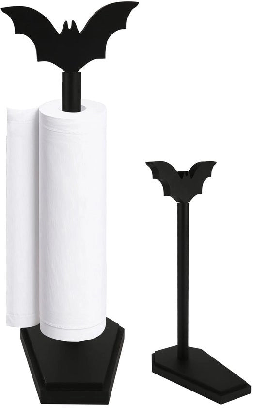 Sostegno per Asciugamano in Carta - Decorazione di Halloween in Legno - Nero - Sostegno per Asciugamano in Carta per Bagno e Cucina - Unico e Divertente Accessorio per la Decorazione.