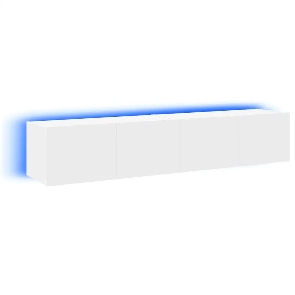 Mobili TV a Parete con Luci LED 2pz Bianchi 80x35x31 cm 837282