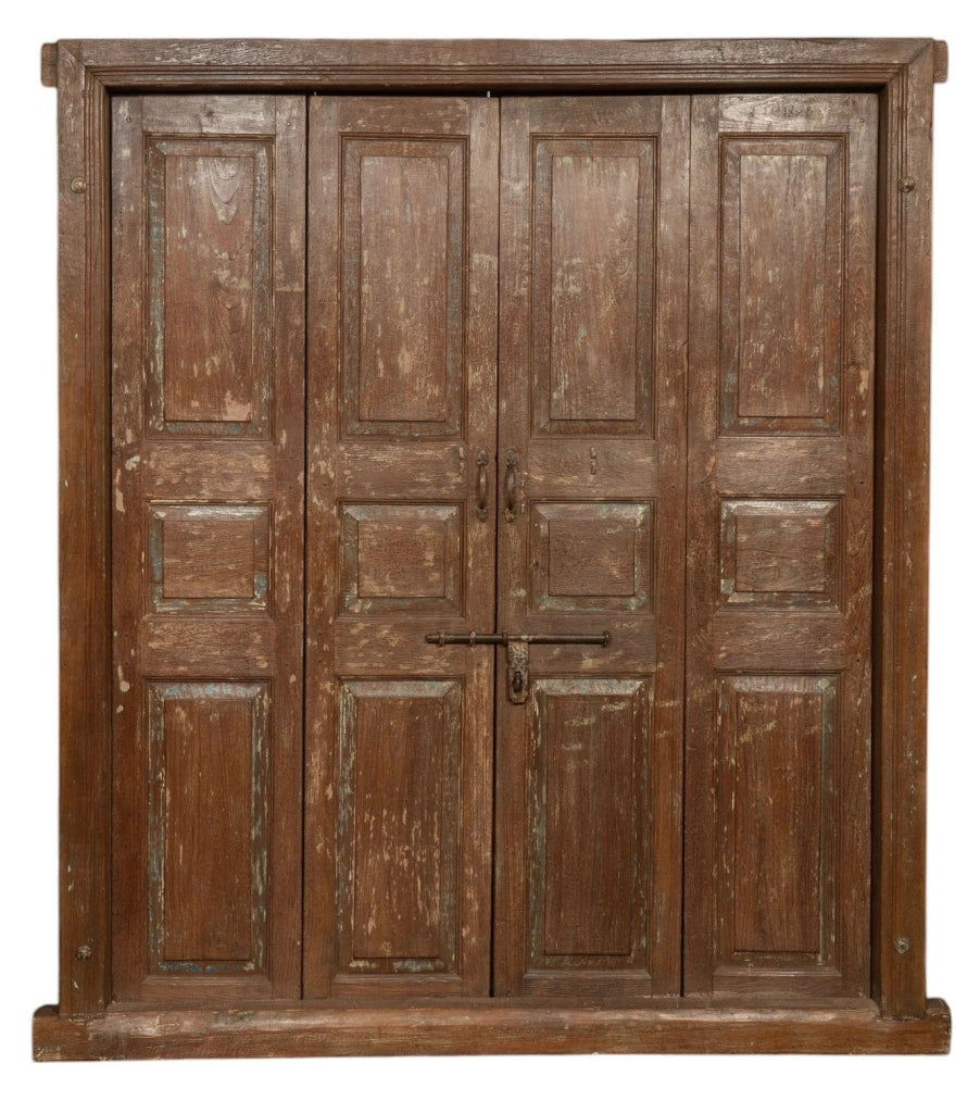 Biscottini Porta portone in legno massello e ferro da interno o da esterno vecchia e antica medievale scorrevole con telaio