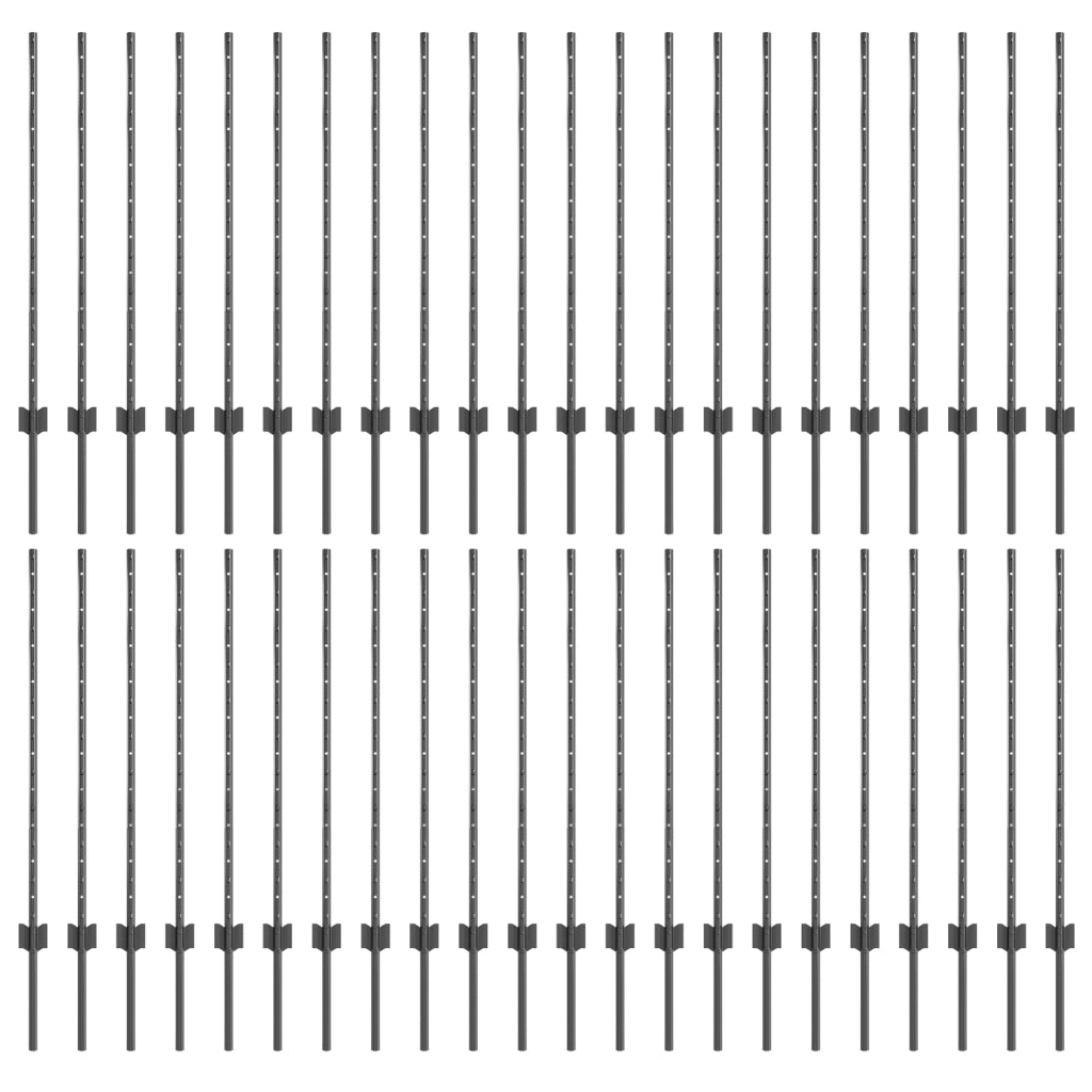 Pali per recinzione 88 pcs Canale a U Grigio 140 cm Acciaio