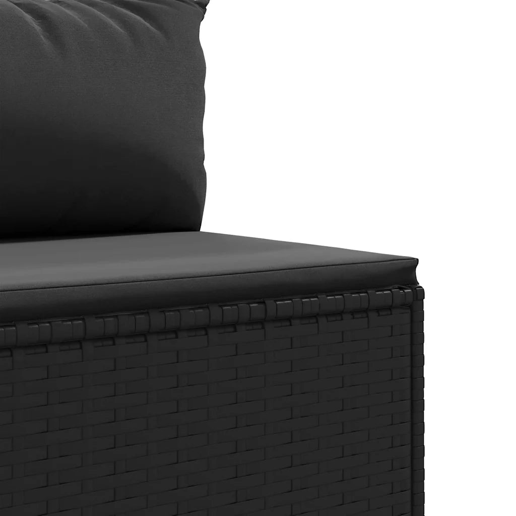 Set Divani da Giardino 4 pz con Cuscini Nero in Polyrattan
