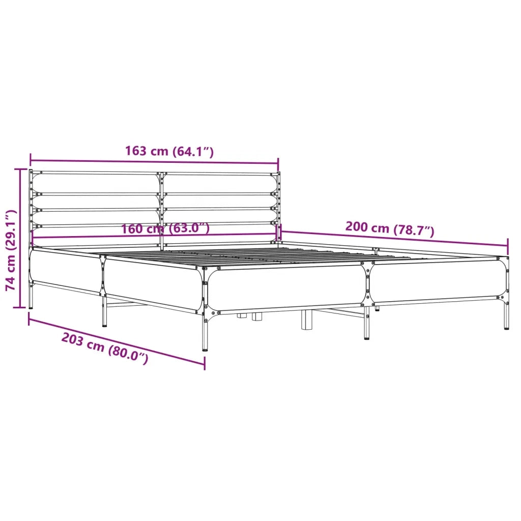 Giroletto Grigio Sonoma 160x200 cm in Legno Multistrato Metallo