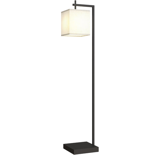 Lampada da Terra a LED con 10 Luminosità 9W e Telecomando 36x30x168 cm Paralume Effetto Lino Nero e Beige
