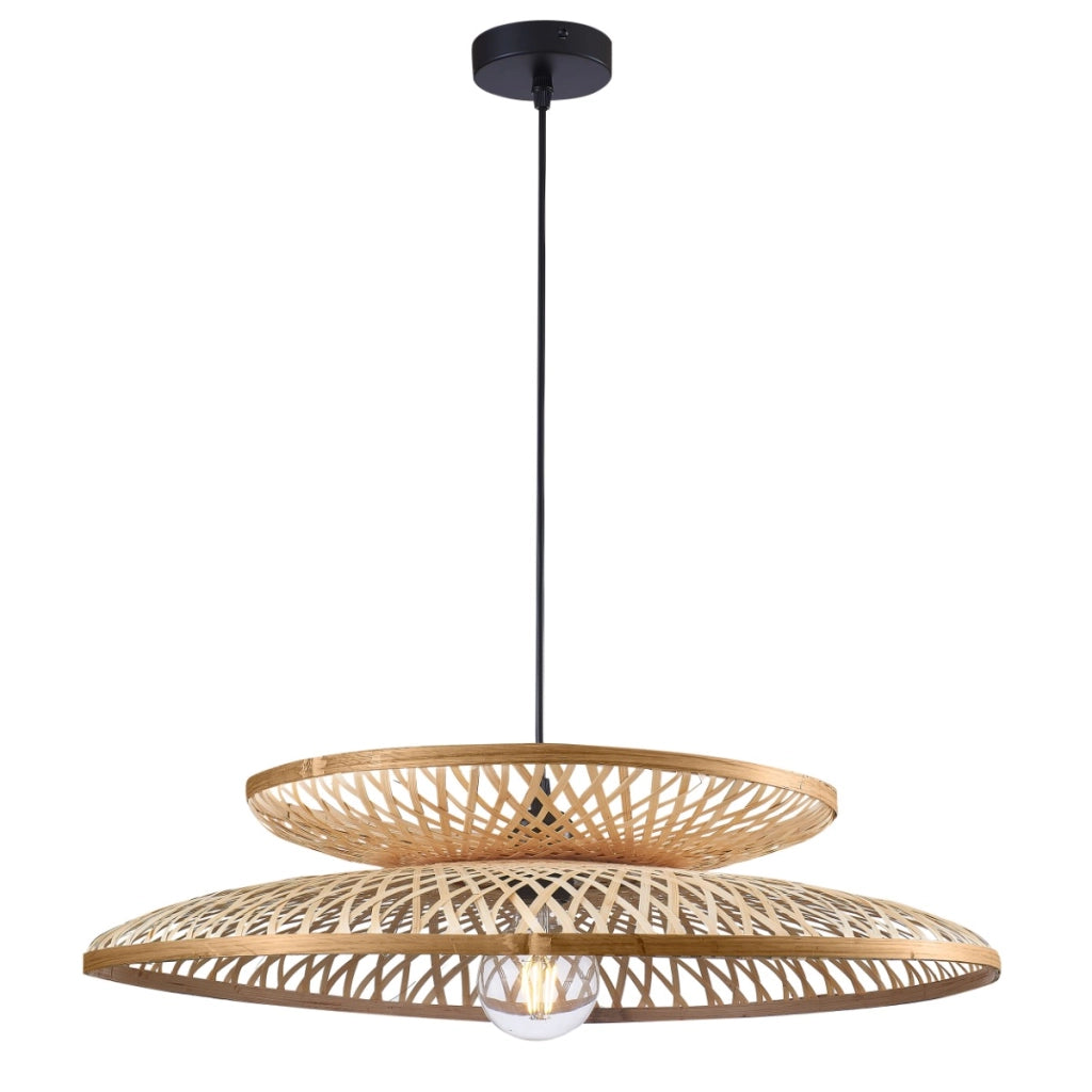 Lampada a sospensione boho bambù crema 60cm Bali Polux