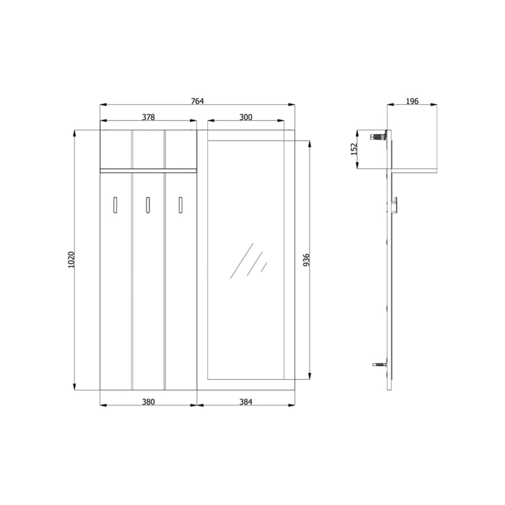 Kaikou, Mobile da Ingresso Specchio Incluso, 77x20x102h cm Bianco