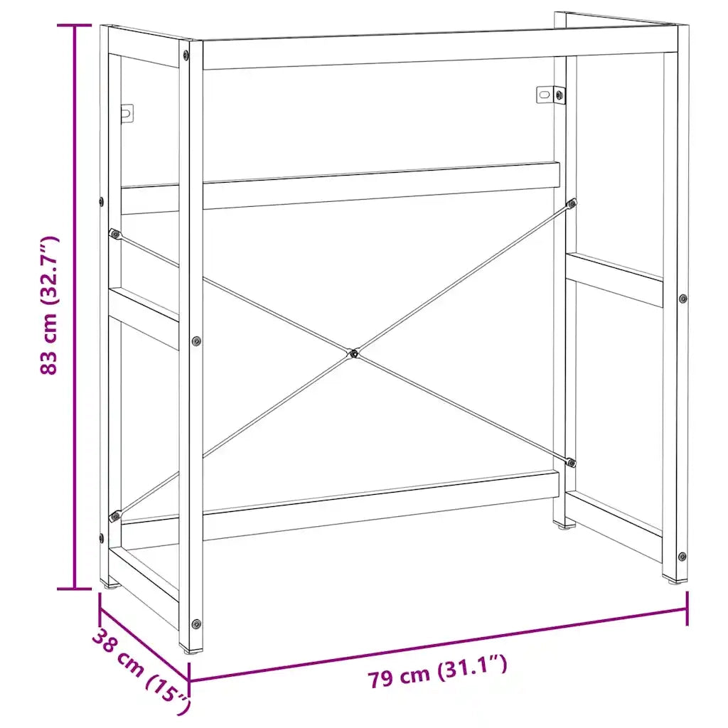 Struttura per Lavabo da Bagno Nera 79x38x83 cm in Ferro CFW6061123